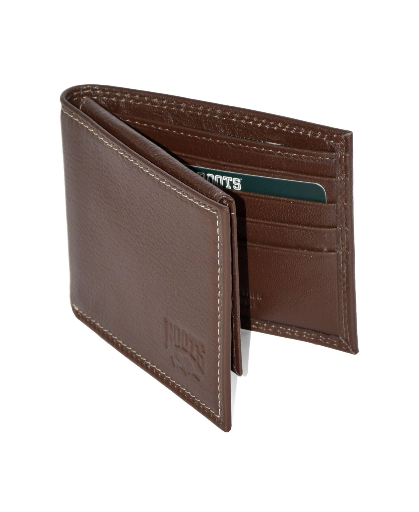 Мужской кошелёк Roots Leather Slim Wallet, цвет: Коричневый — фото 4