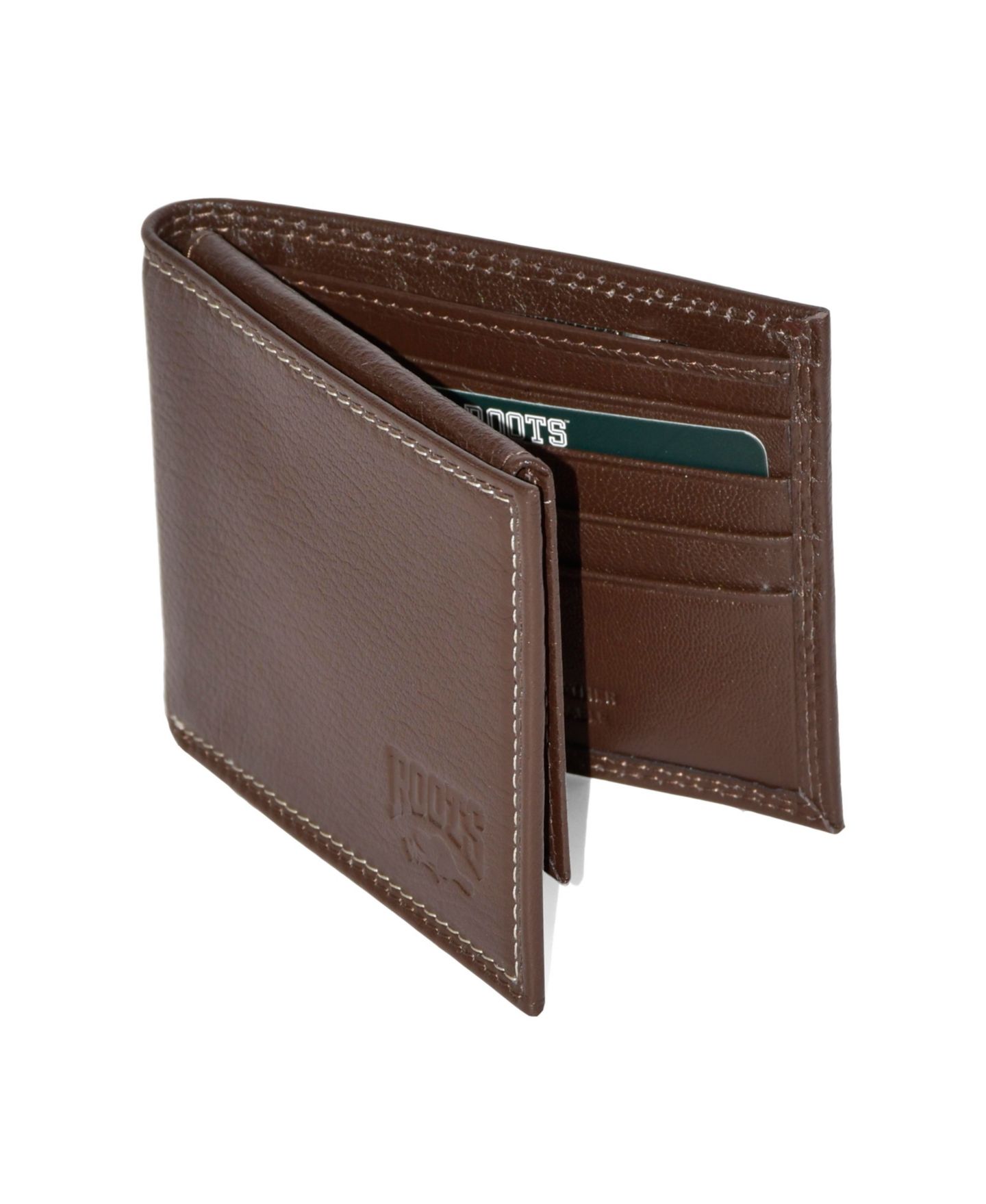Мужской кошелёк Roots Leather Slim Wallet, цвет: Коричневый — фото 10