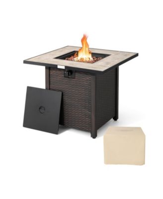 30 Inch Square Propane Gas Fire Pit Table Ceramic Tabletop