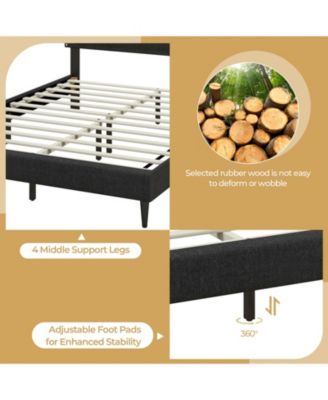 Queen Size Upholstered Bed Frame with Nailhead Trim Headboard-Queen Size