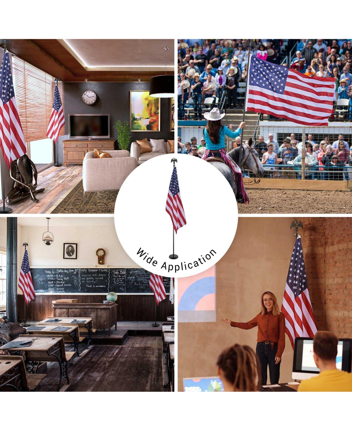 Yescom Ft Sectional Indoor Flag Pole Kit Eagle Topper Aluminum 3x5 Ft Us Flag & Base