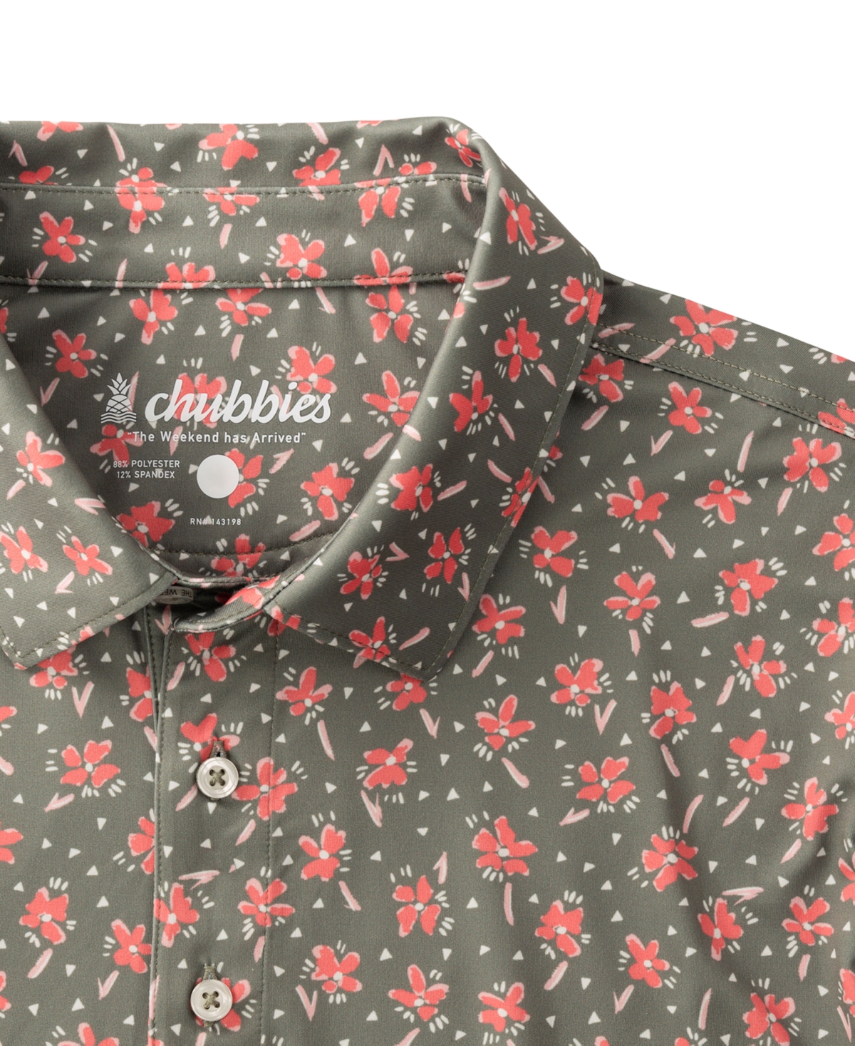 Chubbies Men's The Dusty Rosea Short Sleeve Printed Performance Polo