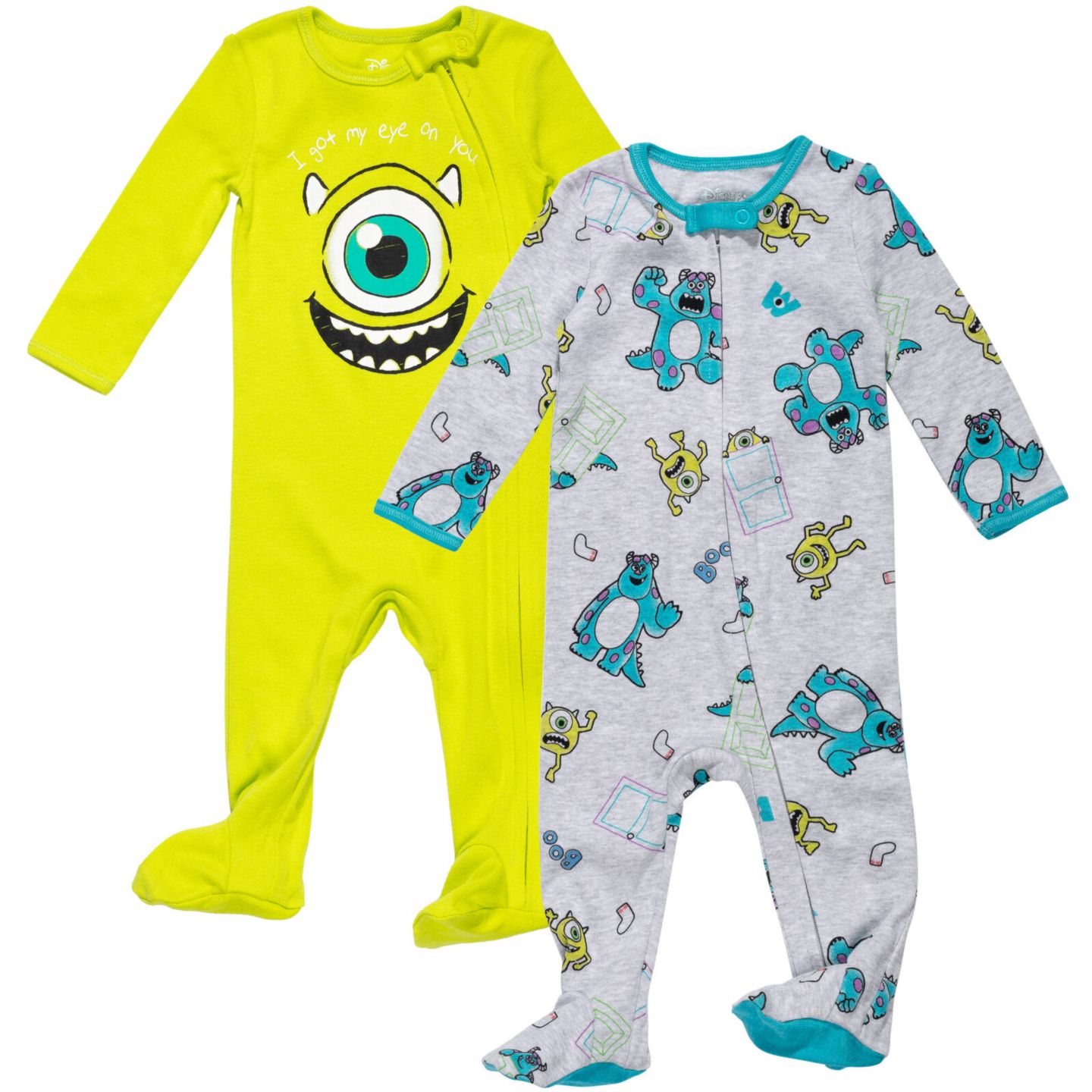 Комбинезоны Monsters Inc. Disney Winnie the Pooh Lion King Pixar Toy Story 2 Pack Sleep N' Play Coveralls Newborn to для мальчиков-малышей, цвет: Зелёный — фото 1