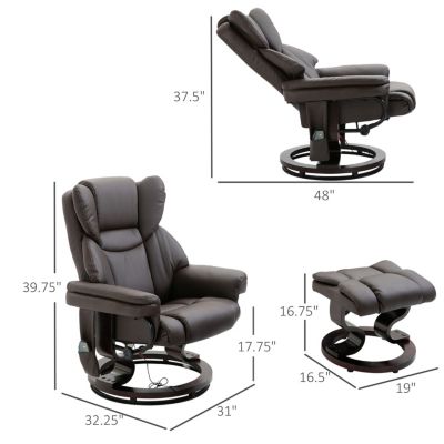 Massage Recliner Chair with Ottoman, 360 Swivel Recliner and Footstool