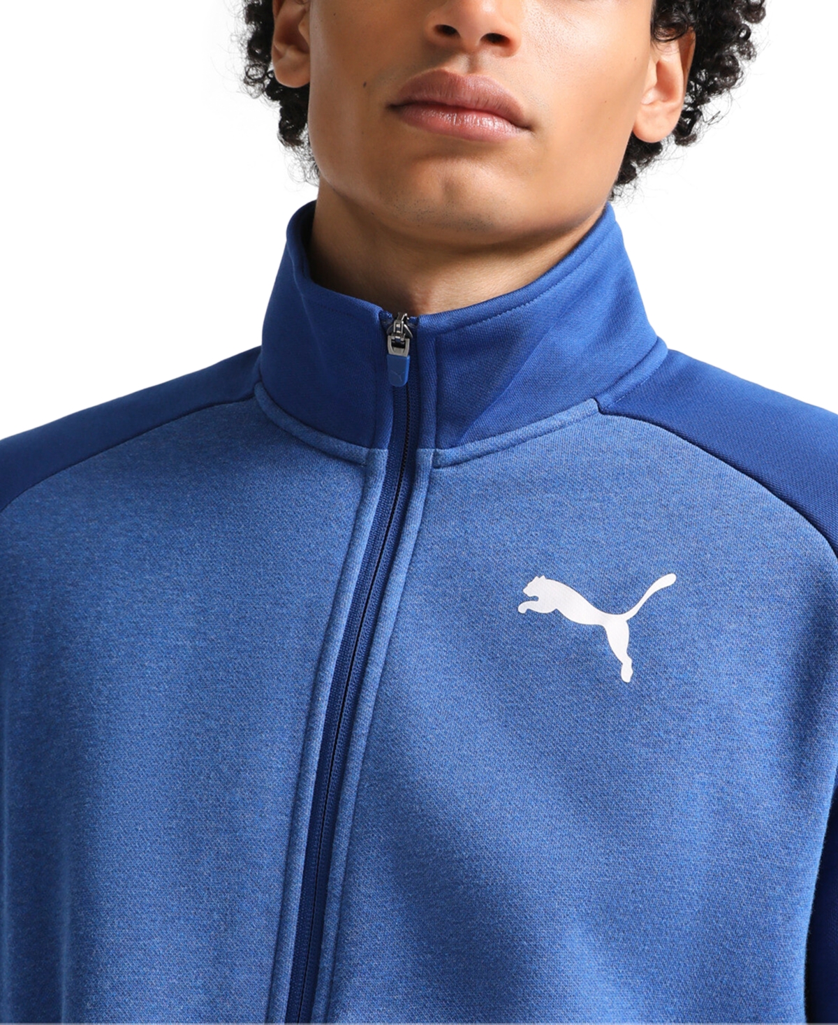 Puma Men's Contrast Fleece Logo Jacket In Clyde Royal