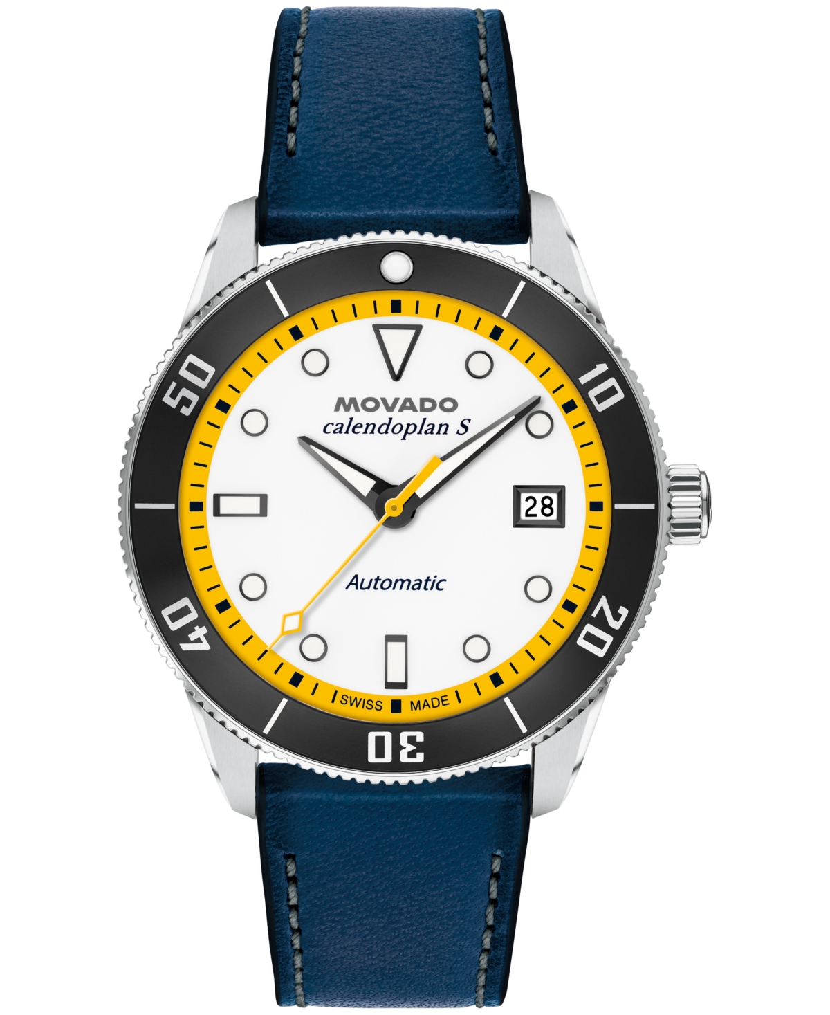 Movado Men's Calendoplan S Swiss Automatic Blue Leather Watch 40mm In Blue
