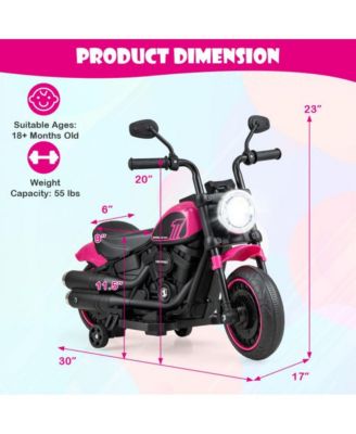 Kids Electric Motorcycle with Training Wheels and LED Headlights-Pink