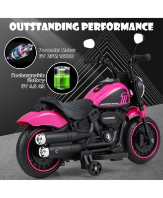 Kids Electric Motorcycle with Training Wheels and LED Headlights-Pink