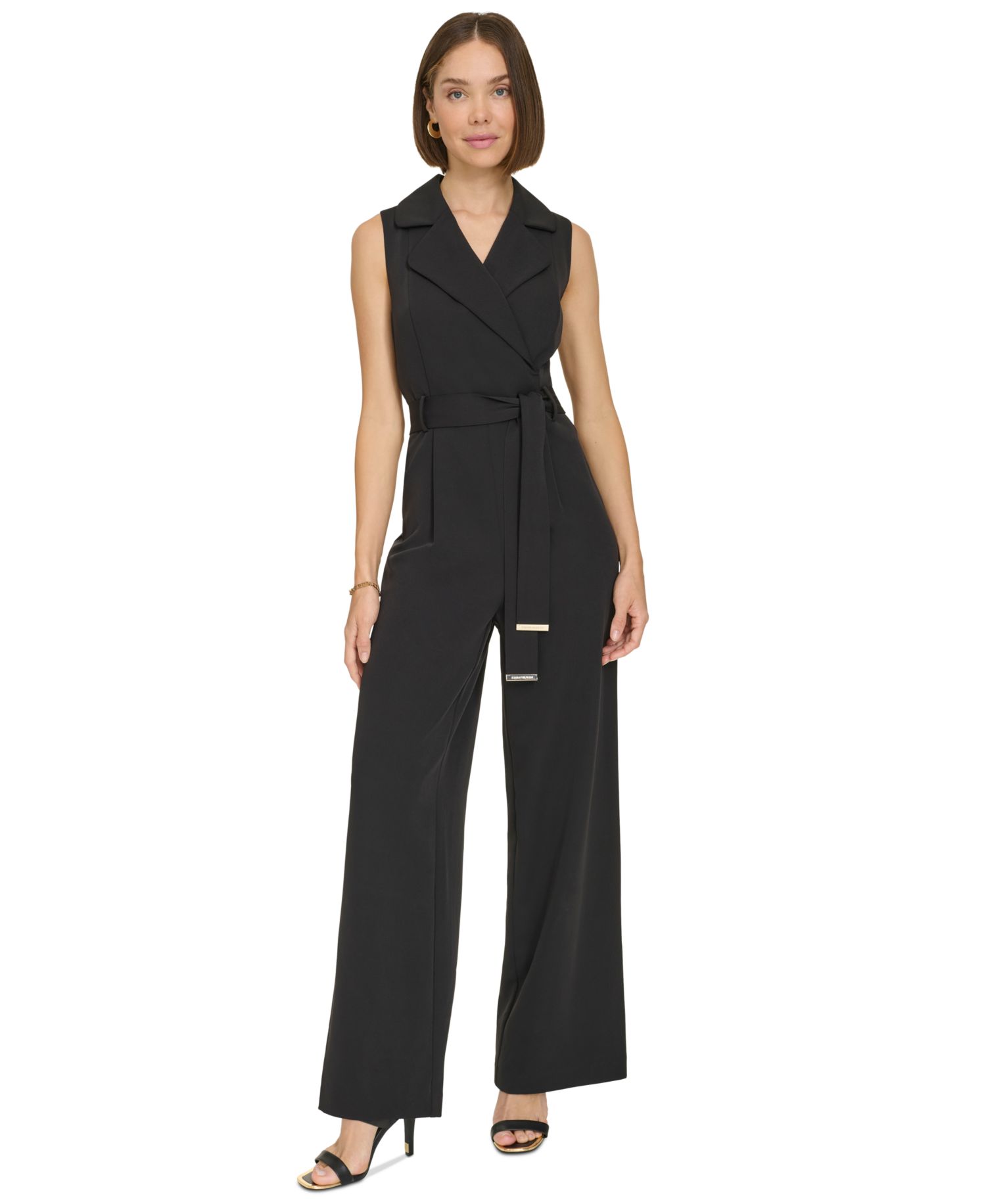 Women's Sleeveless Belted Jumpsuit