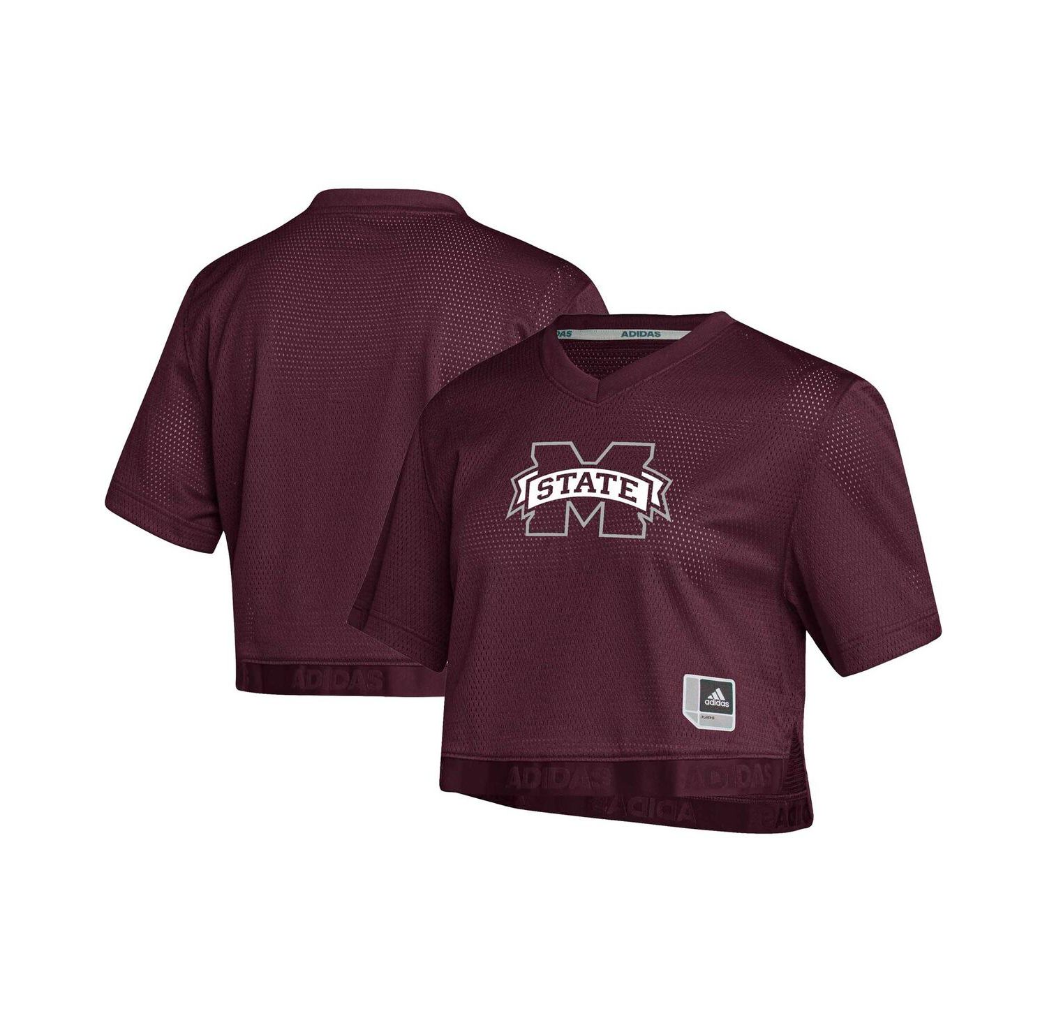 Women's Maroon Mississippi State Bulldogs Primegreen V-Neck Cropped Jersey