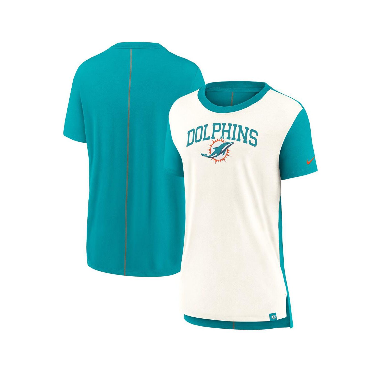Women's Cream/Aqua Miami Dolphins Wordmark Tri-Blend T-Shirt