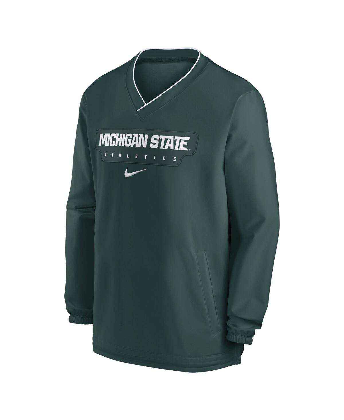 Nike Men'sMichigan State Spartans 2024 Sideline Pullover Wind shirt - Green, White