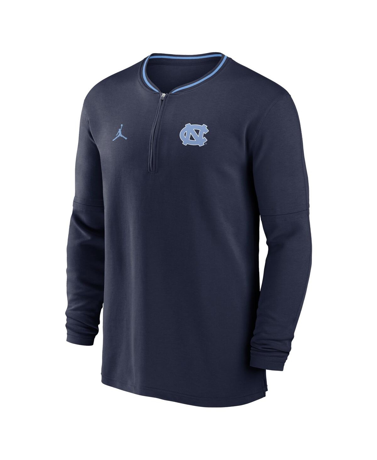 Jordan Men'sNorth Carolina Tar Heels 2024 Sideline Coach Performance Half-Zip Long Sleeve Top - Navy, Light Blue