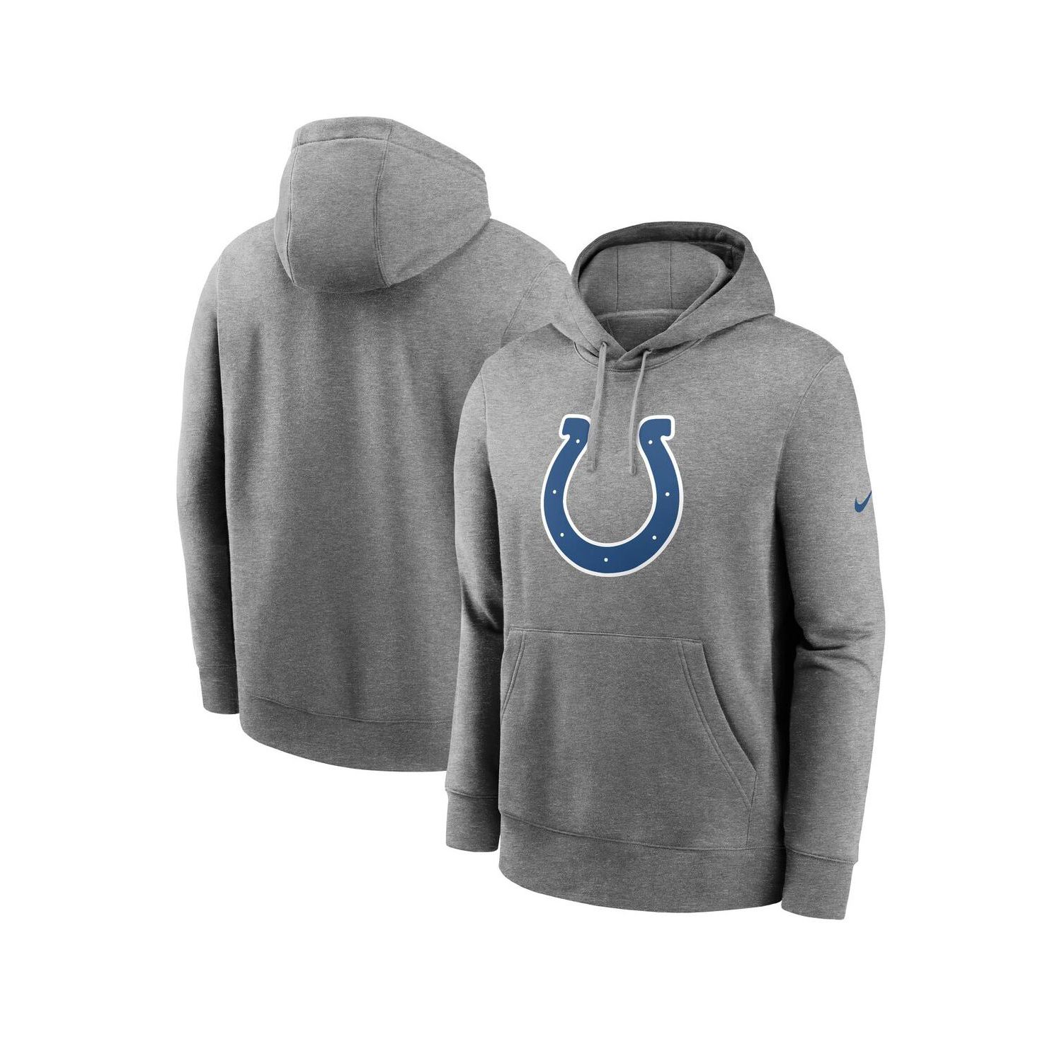 Men's Heather Gray Indianapolis Colts Club Logo Pullover Hoodie