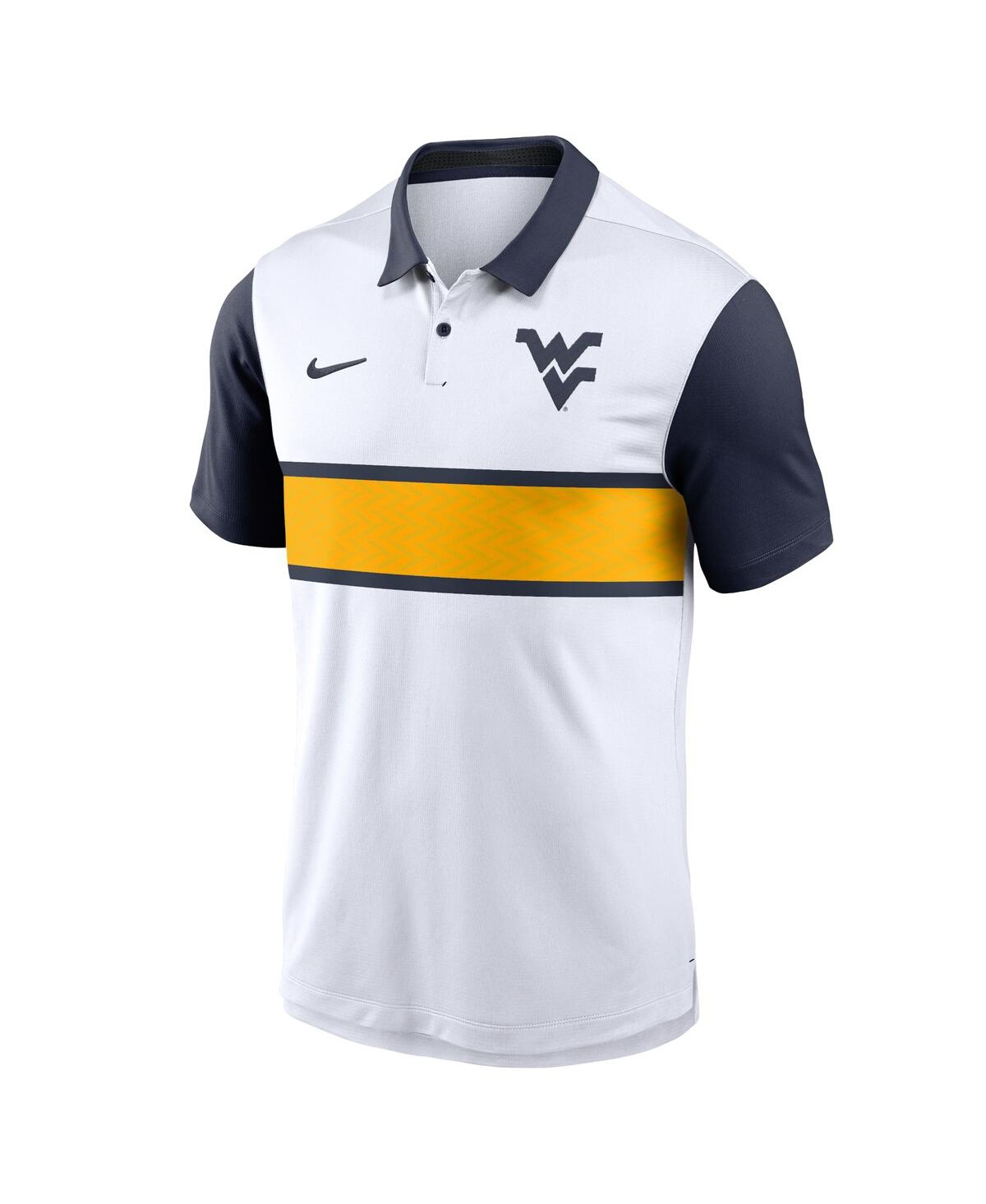 Nike West Virginia Mountaineers Primetime Campus Vapor  Men's Dri-fit College Polo In White,navy