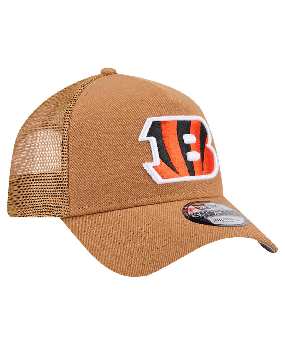 NEW ERA MEN'S BROWN CINCINNATI BENGALS COLOR PACK A-FRAME TRUCKER 9FORTY ADJUSTABLE HAT 