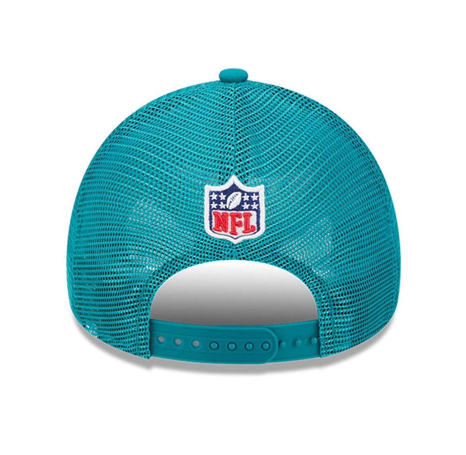 Men's Stone/Aqua Miami Dolphins 2024 Sideline Historic 9FORTY A-Frame Trucker Adjustable Hat