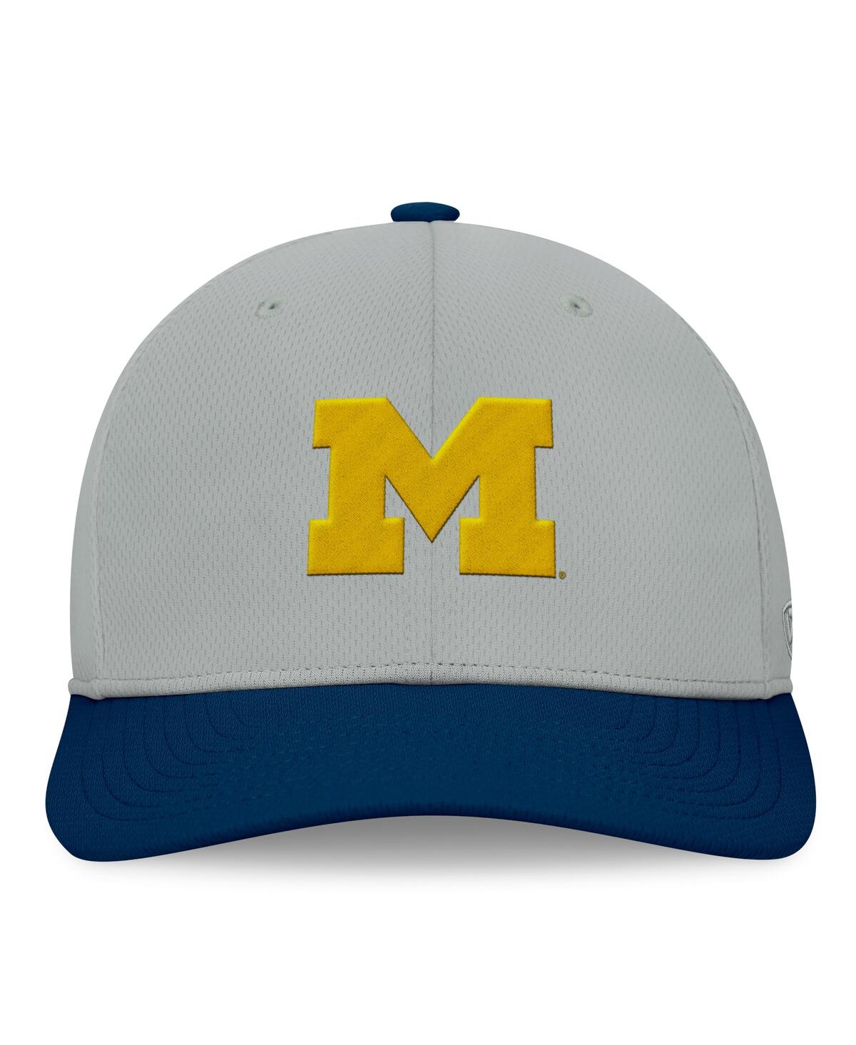 Top Of The World Men's Gray/navy Michigan Wolverines Mick Flex Hat In Gray,navy