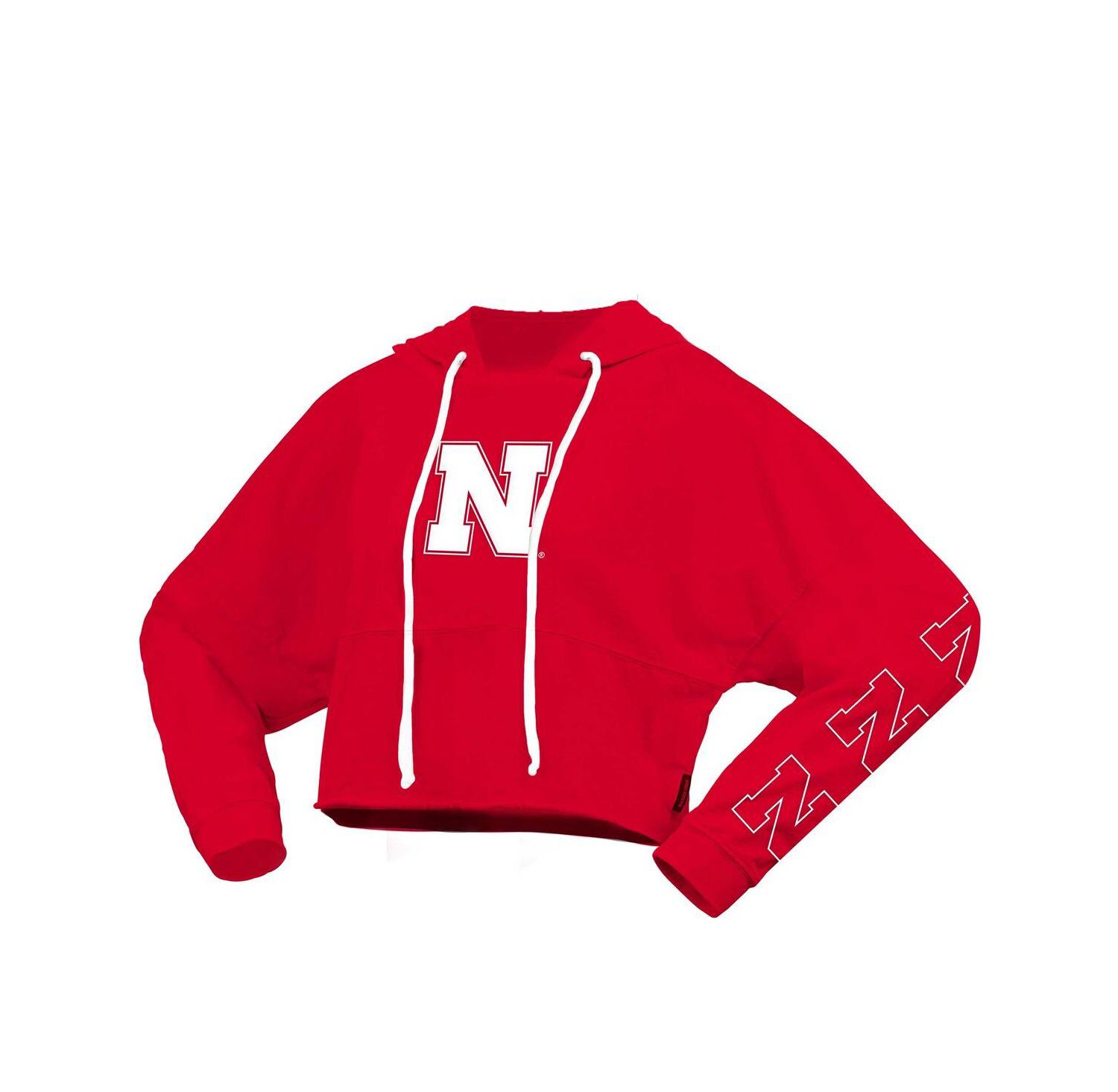 Women's Scarlet Nebraska Huskers Oversized Cropped Pullover Hoodie