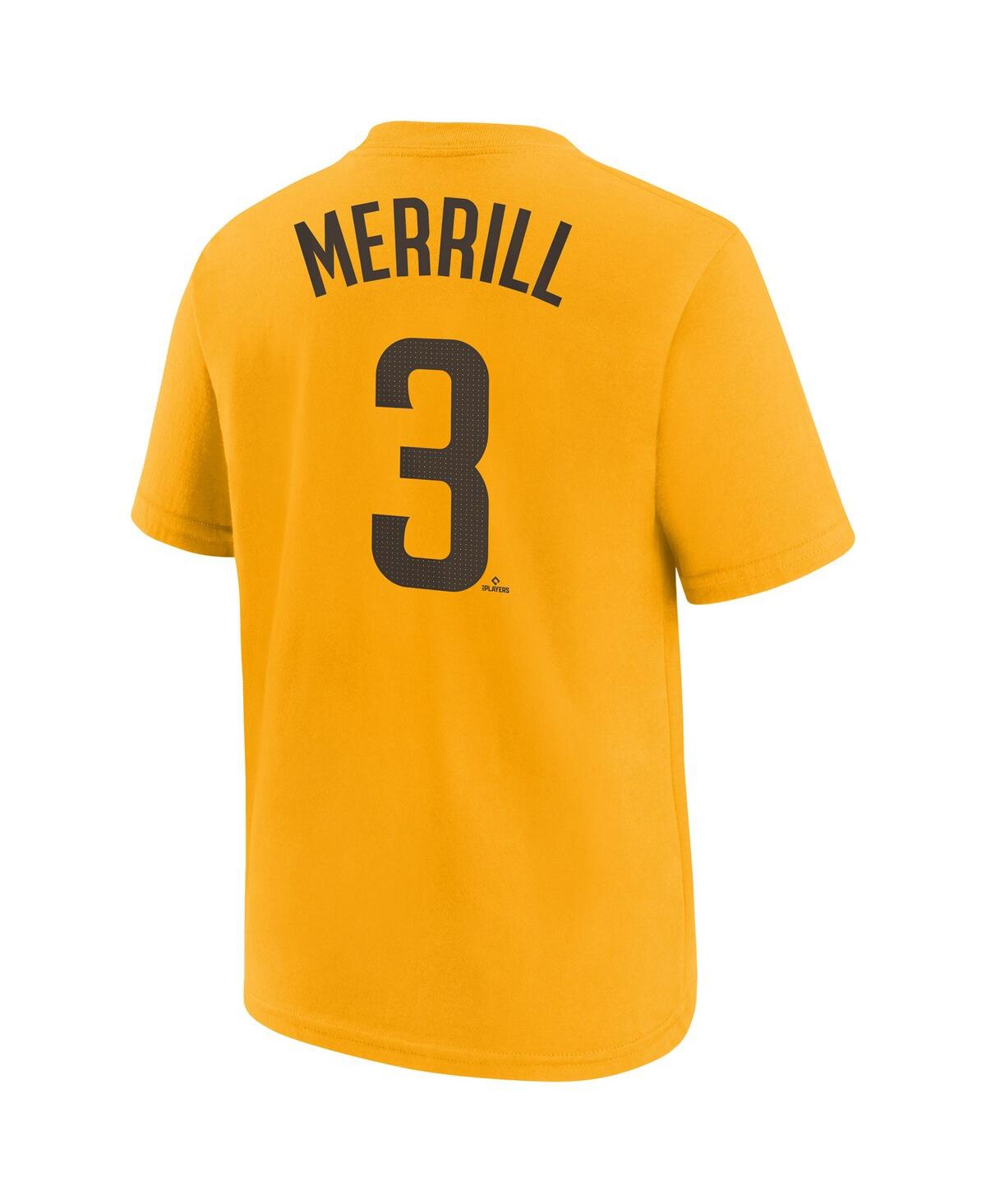 Nike Big Boys And Girls Jackson Merrill Gold San Diego Padres Player Name Number T-shirt In Gold