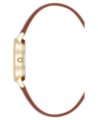 Women's Quartz Easy to Read Brown Leather and Gold-Tone Alloy Metal Watch, 32.5mm