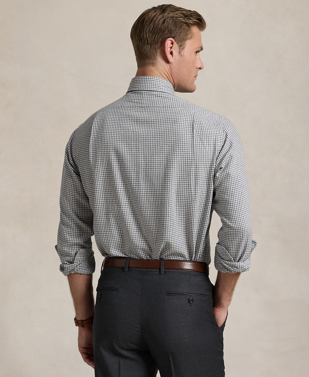 Polo Ralph Lauren Men's Classic-Fit Gingham Twill Shirt -grey