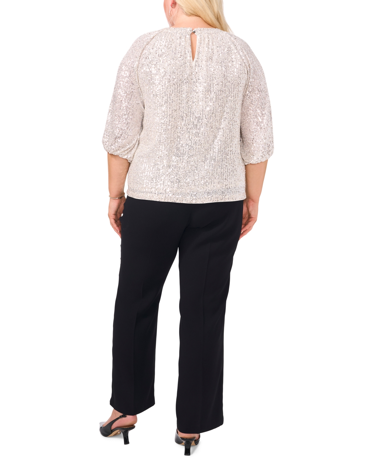 Vince Camuto Plus Size Sequined Dolman-Sleeve Top