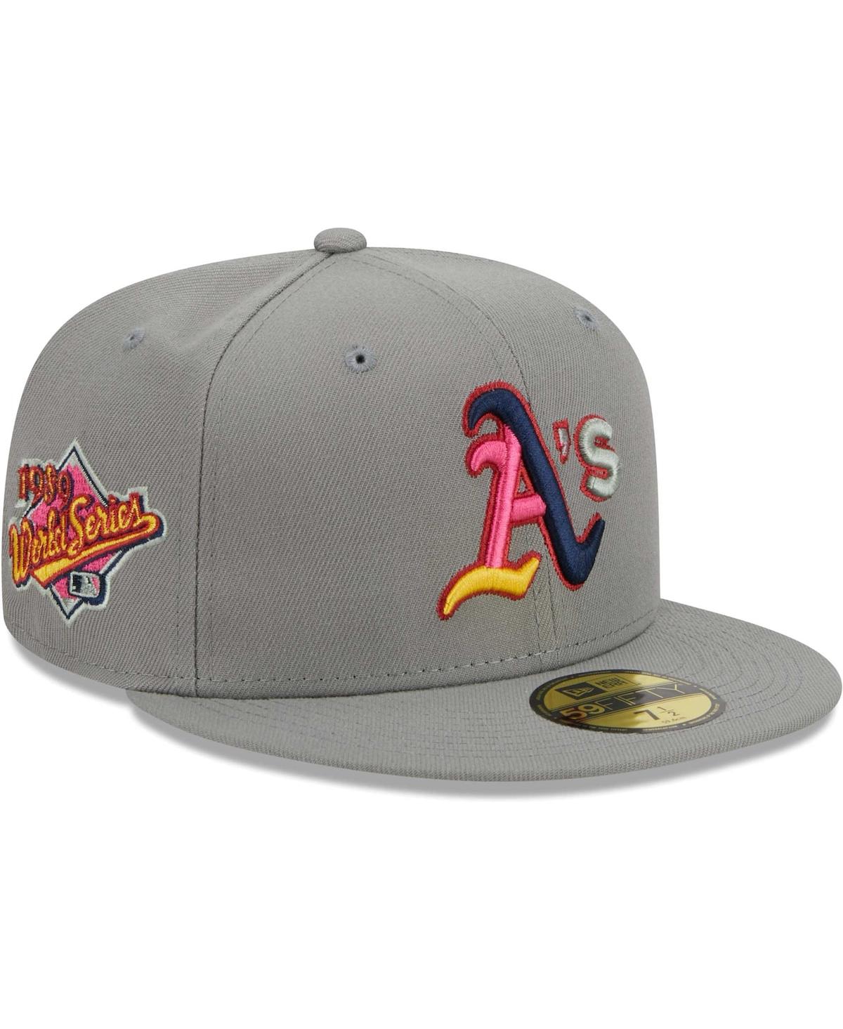 NEW ERA MEN'S GRAY OAKLAND ATHLETICS COLOR PACK 59FIFTY FITTED HAT 