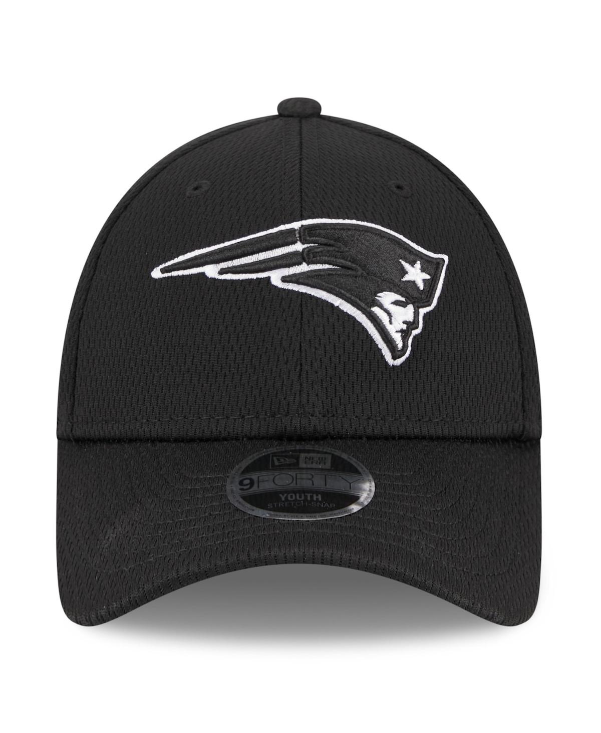 New Era Big Boys And Girls Black New England Patriots Main B-dub 9forty Adjustable Hat In Black