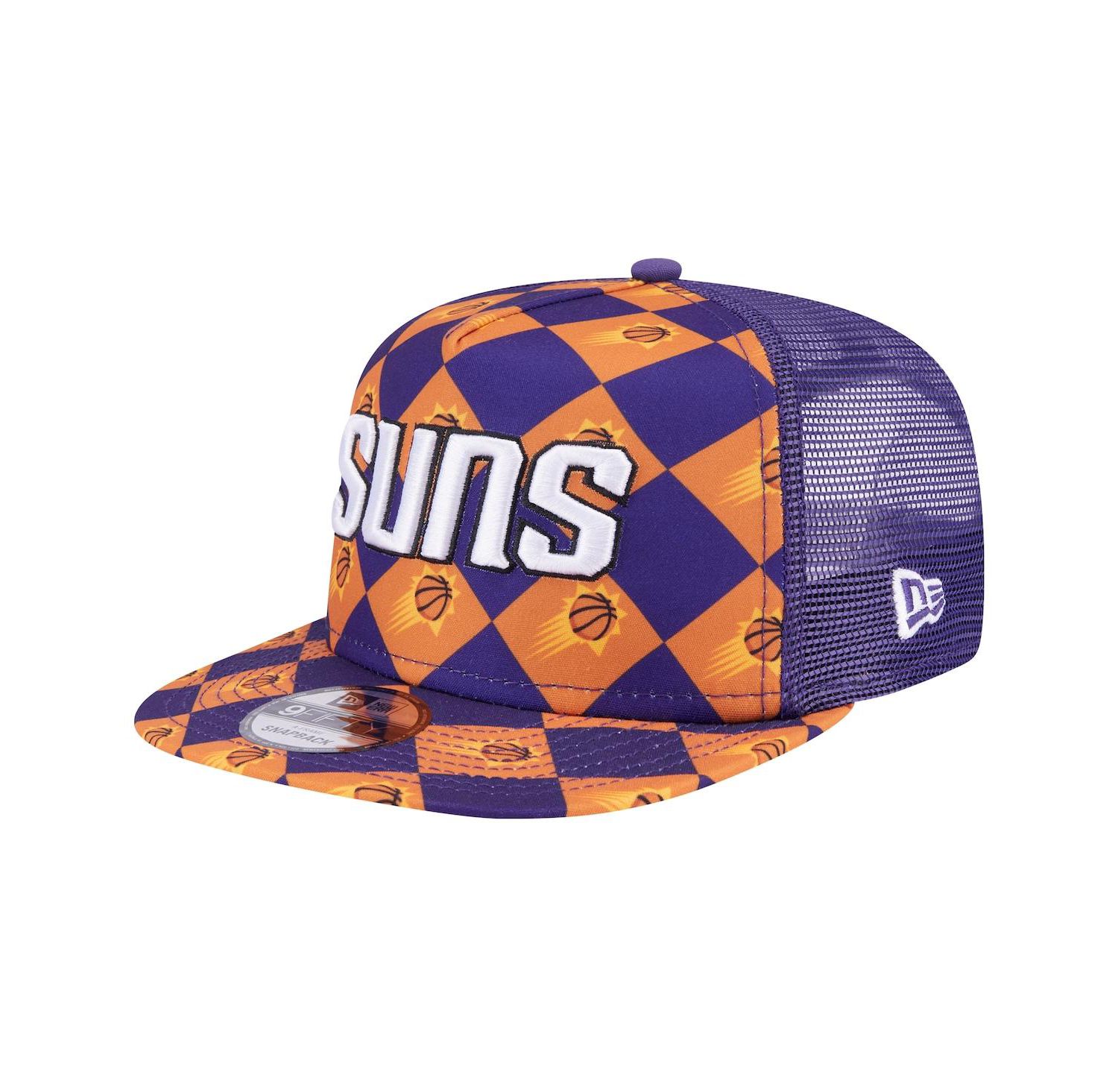 Men's Purple Phoenix Suns Seeing Diamonds A-Frame Trucker 9FIFTY Snapback Hat