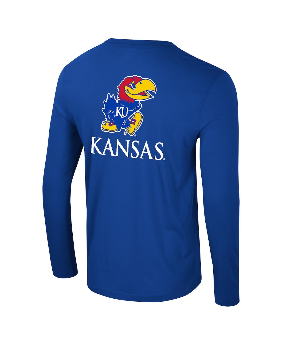 Colosseum Men's Royal Kansas Jayhawks Logo Lockup 3-hit Active Blend Long Sleeve T-shirt In Royal
