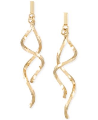 Italian Gold Double Twist Drop Earrings in 14k Gold & Reviews ...