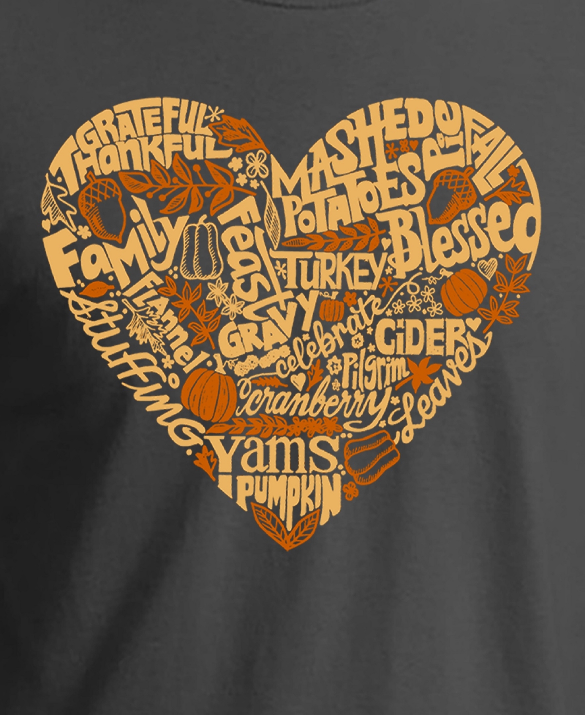 La Pop Art Men's Thanksgiving Heart Word Art T-Shirt