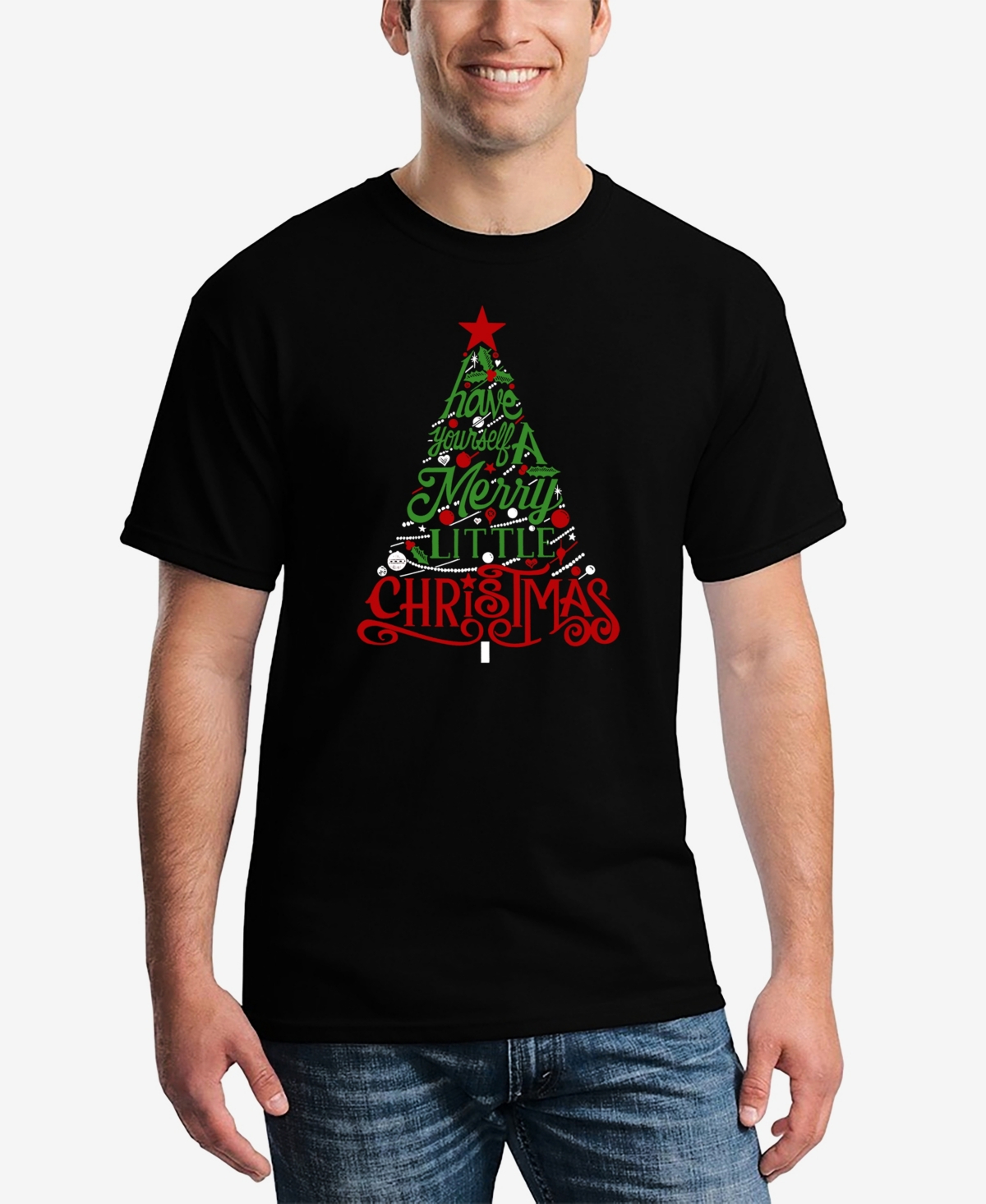 Shop La Pop Art Men's Have Yourself A Merry Little Christmas Word Art T-shirt In Black