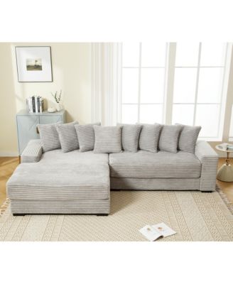 Oversized, Cozy L-Shaped Sofa with Armrests and Throw Pillows