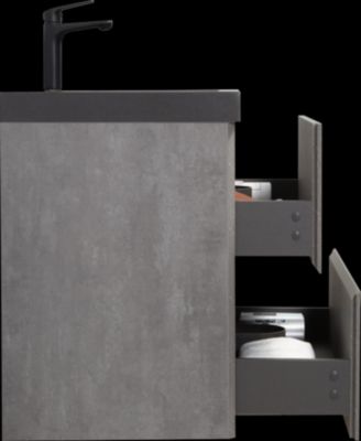 Streamdale Modern 30" Floating Vanity with Black Quartz Top, Grey