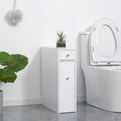 Wooden Narrow Modern Bathroom Furniture Cabinet, White