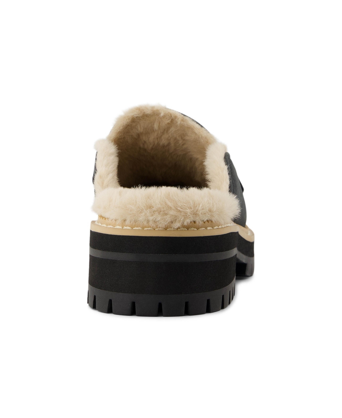 Shop Toms Women's Cara Cozy Lug Sole Loafer Mule In Black Leather
