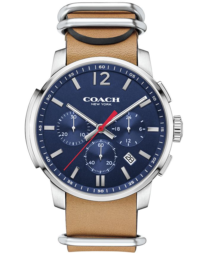 COACH MEN S BLEECKER CHRONO TAN LEATHER STRAP WATCH 42MM 14602018