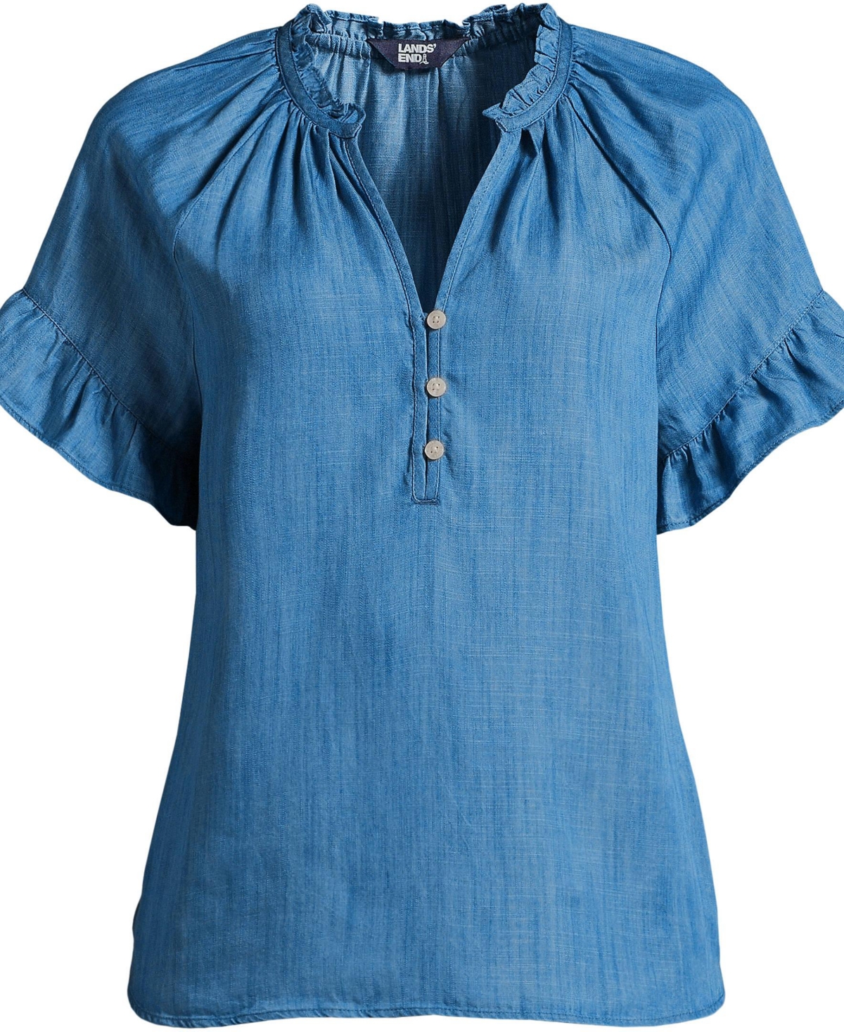 Lands' End Women's Tencel Fiber Ruffle Blouse