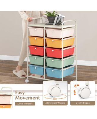 10-Drawer Storage Cart Utility Rolling Trolley Kitchen Organizer