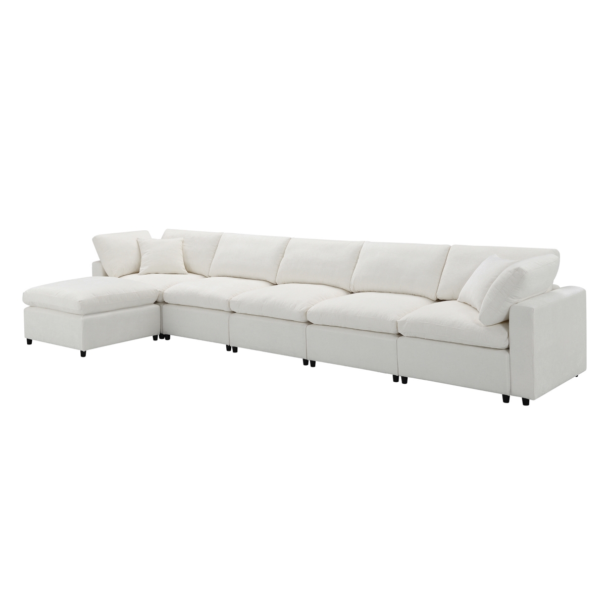 Streamdale Furniture Modern Modular 6-Seat Cloud Sofa Bed with Ottoman