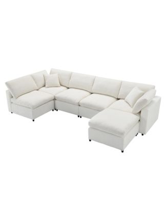 Modern Modular 6-Seat Cloud Sofa Bed with Ottoman
