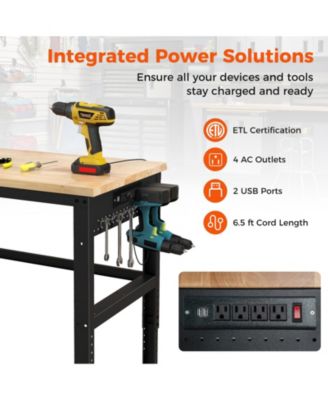 48 Inch Adjustable Work Bench with Power Outlets
