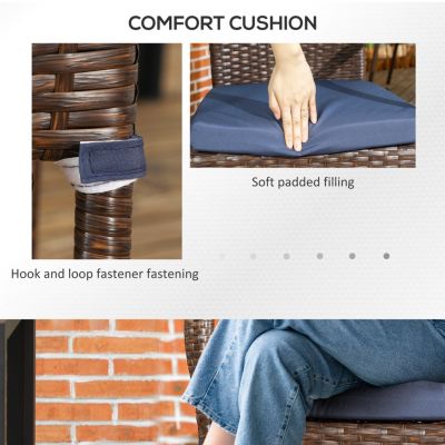 Stackable Outdoor Rattan Dining Chairs with Cushions (Set of 2)