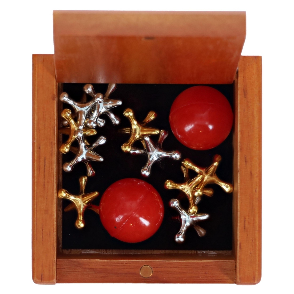 We Games Old-fashioned Metal Jacks In A Wooden Box In Brown