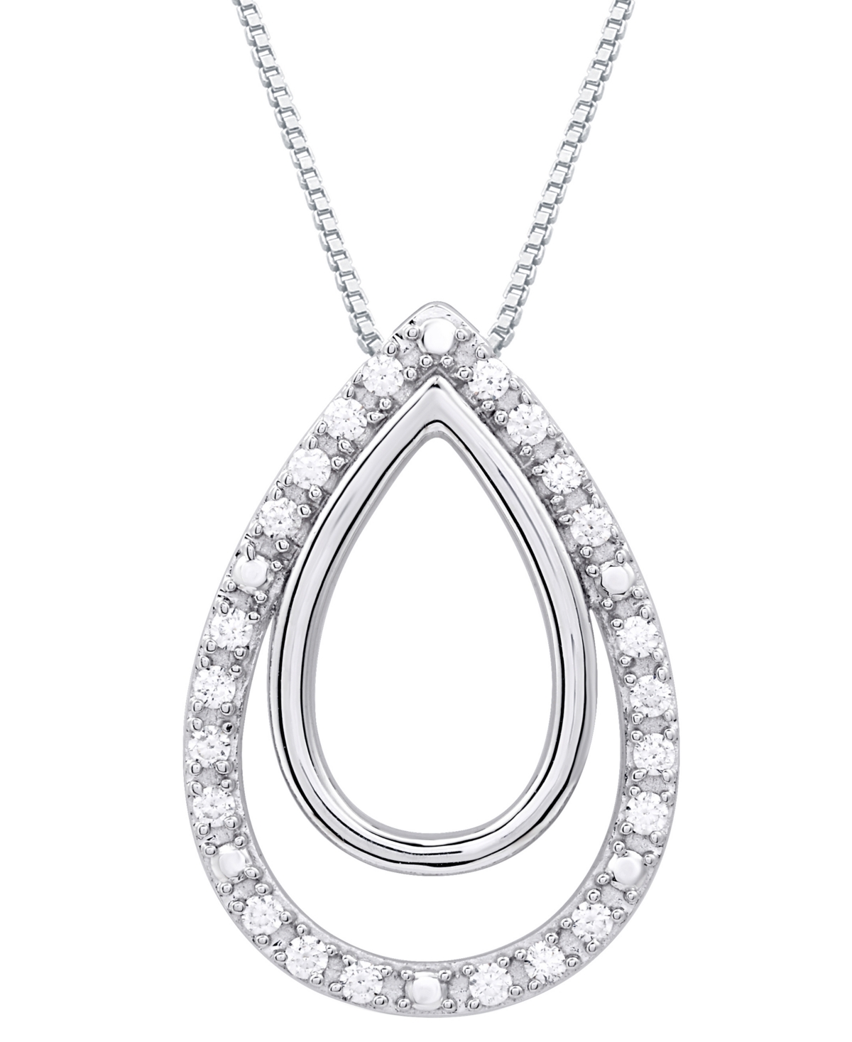 Diamond Teardrop Halo 18" Pendant Necklace (1/4 ct. t.w.) in Sterling Silver - Sterling Silver