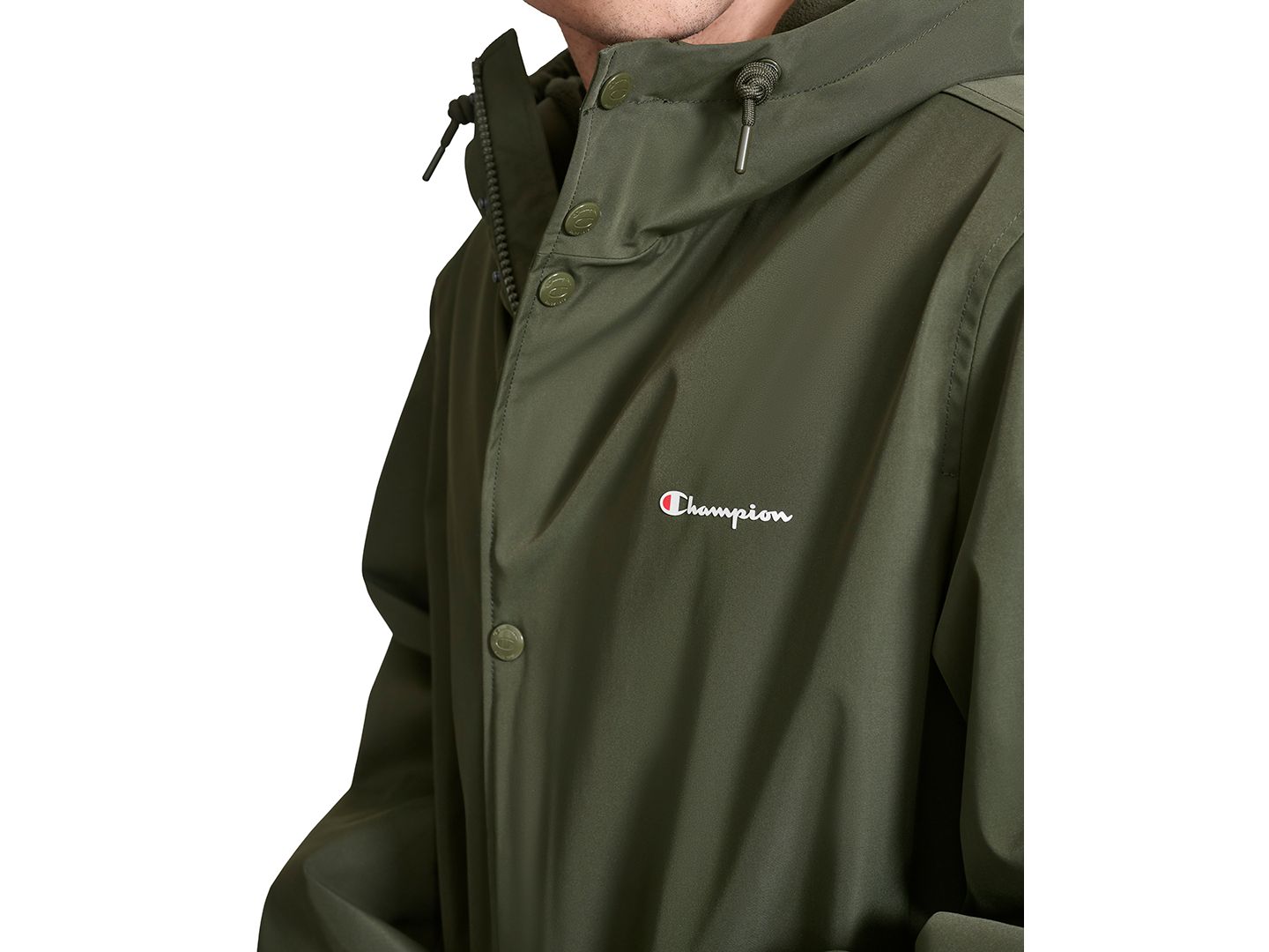 Мужская куртка Champion Hooded Stadium with Fleece Lining, цвет: Тёмно-зелёный ночной — фото 4
