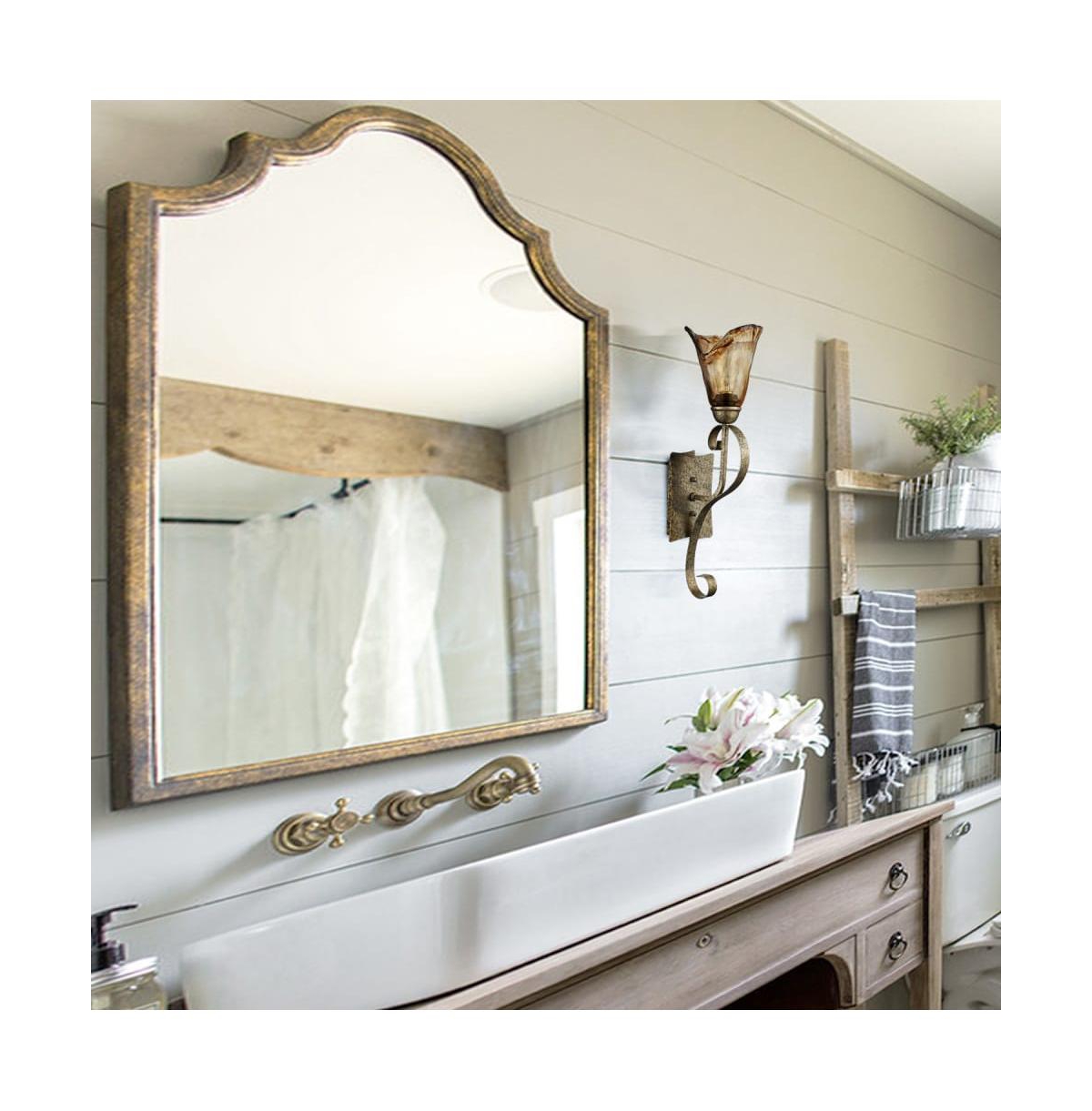 Moose Vintage Wall Sconce Vanity Light with Amber Glow Glass Shade