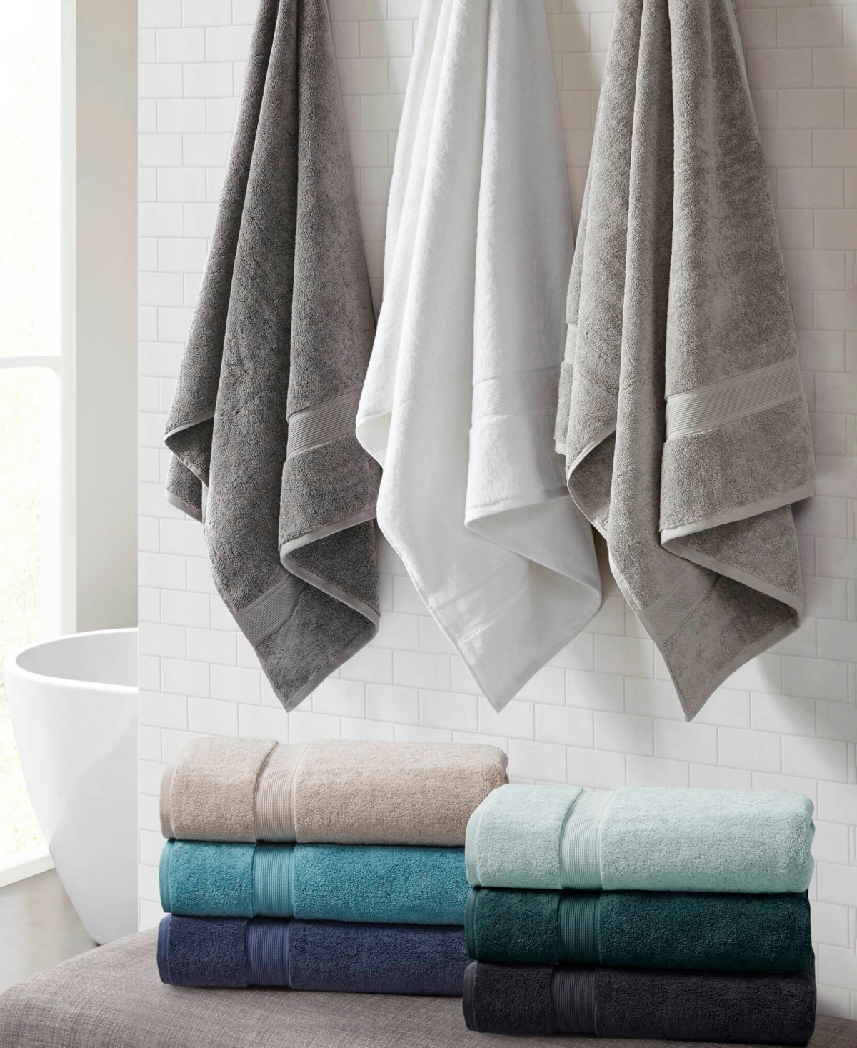 Madison Park Signature Luxury Cotton 2-pc. Bath Sheet, 34" X 68" In Seafoam